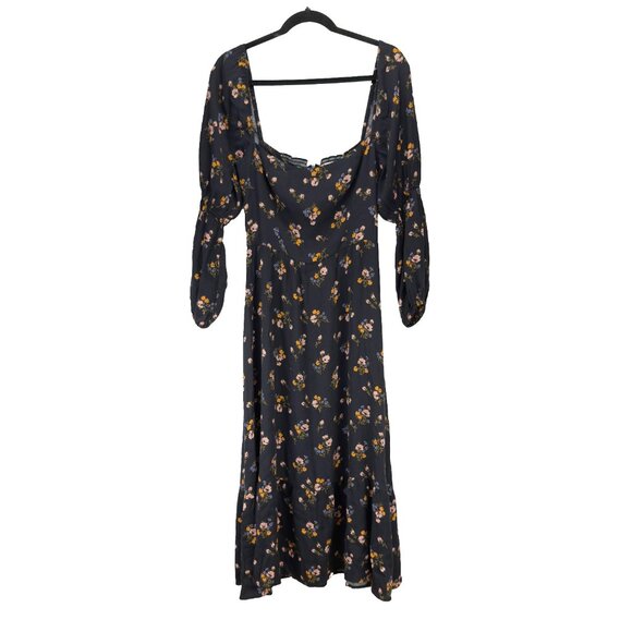 REFORMATION Mica Floral Midi Smocked Puff Sleeves Dress in Evita size 6/8 - Picture 6 of 11